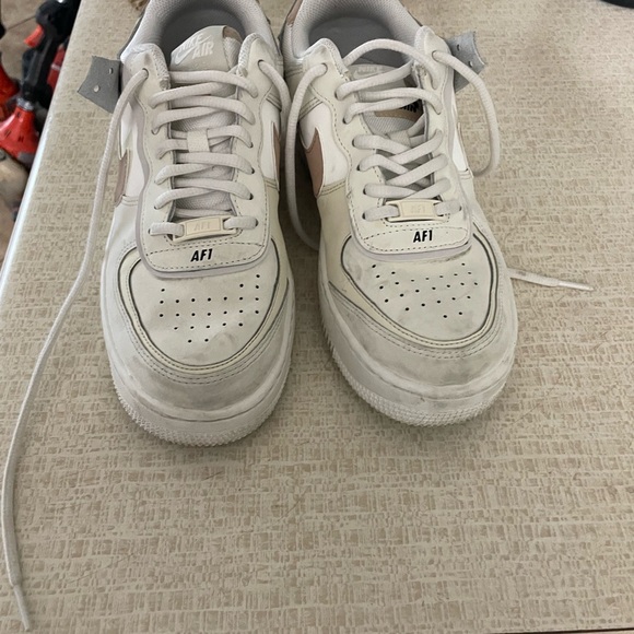 Nike Air Force 1 Sneakers in White and Tan - Picture 2 of 2